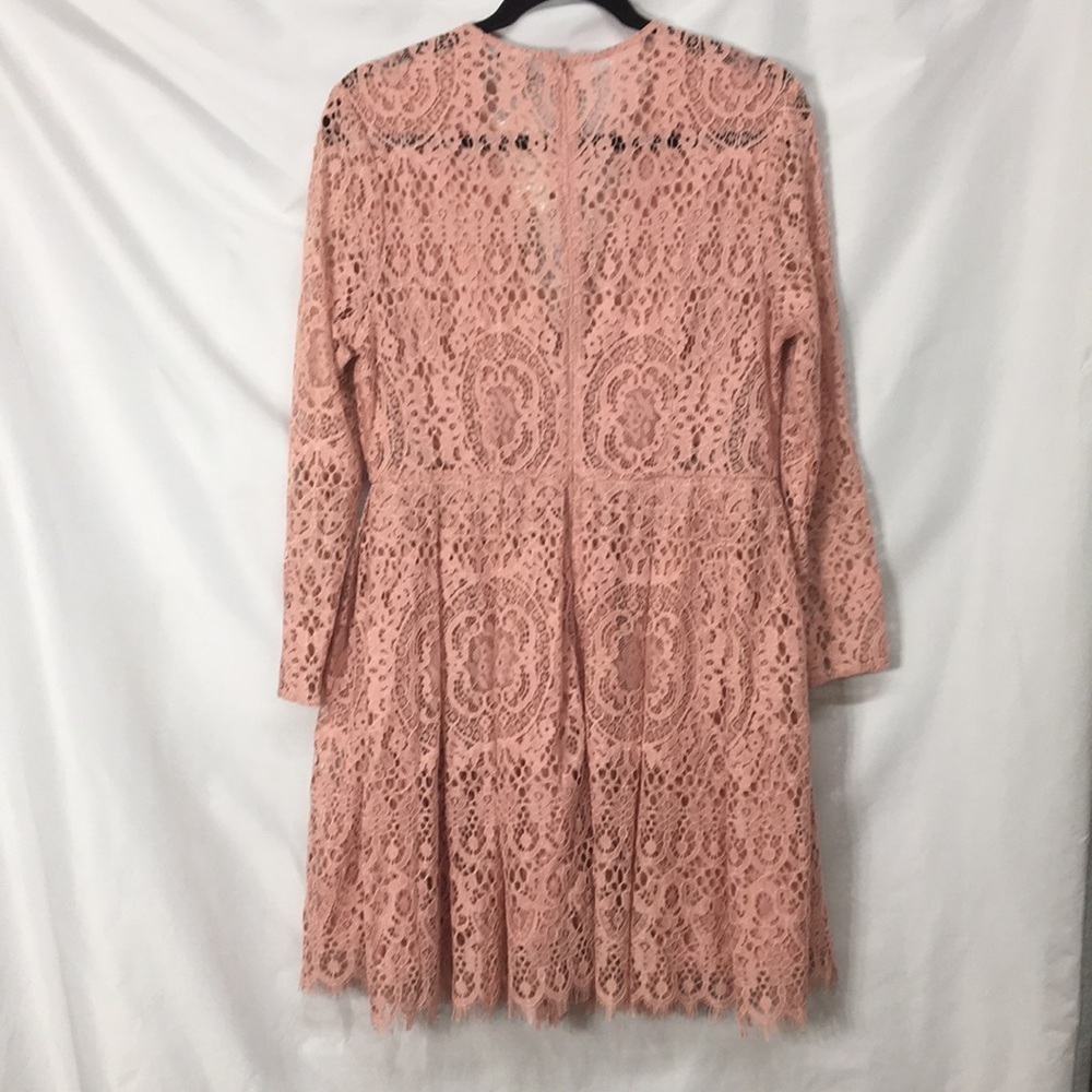 ASOS Women’s Long Sleeve Pink Lace Mini Prom Dress Size 10 NEW With Tags - Picture 7 of 10